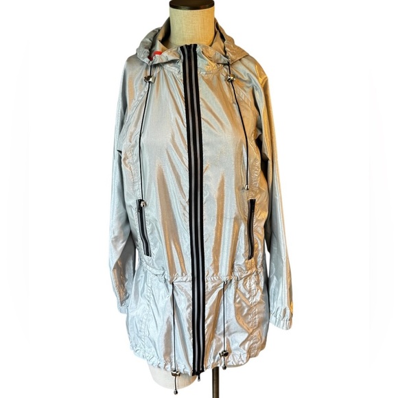 Milly of New York Silver Metallic Cinched Waist Light Windbreaker Coat Size S - Picture 1 of 10